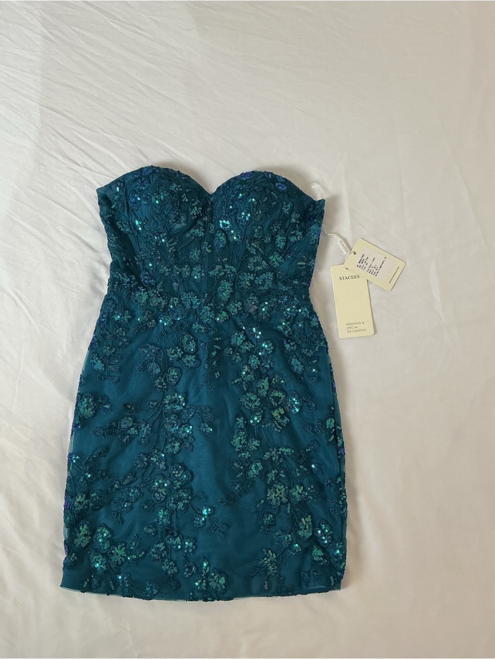 NWT Stacees Ink Blue Sequin Strapless Mini Dress 2